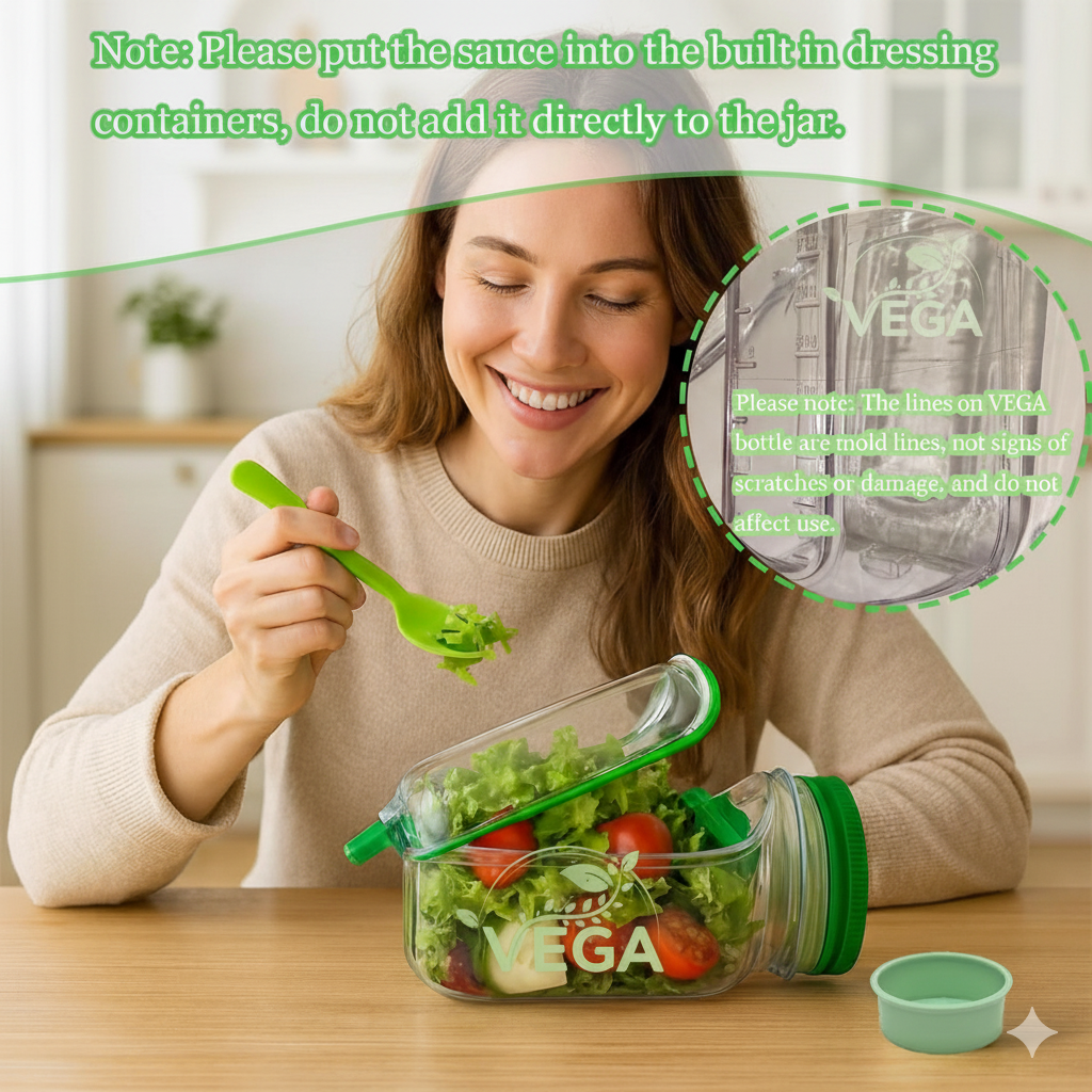 Vega Portable Plastic Salad Pod - All-In-One Container