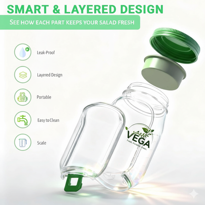 Vega Portable Plastic Salad Pod - All-In-One Container