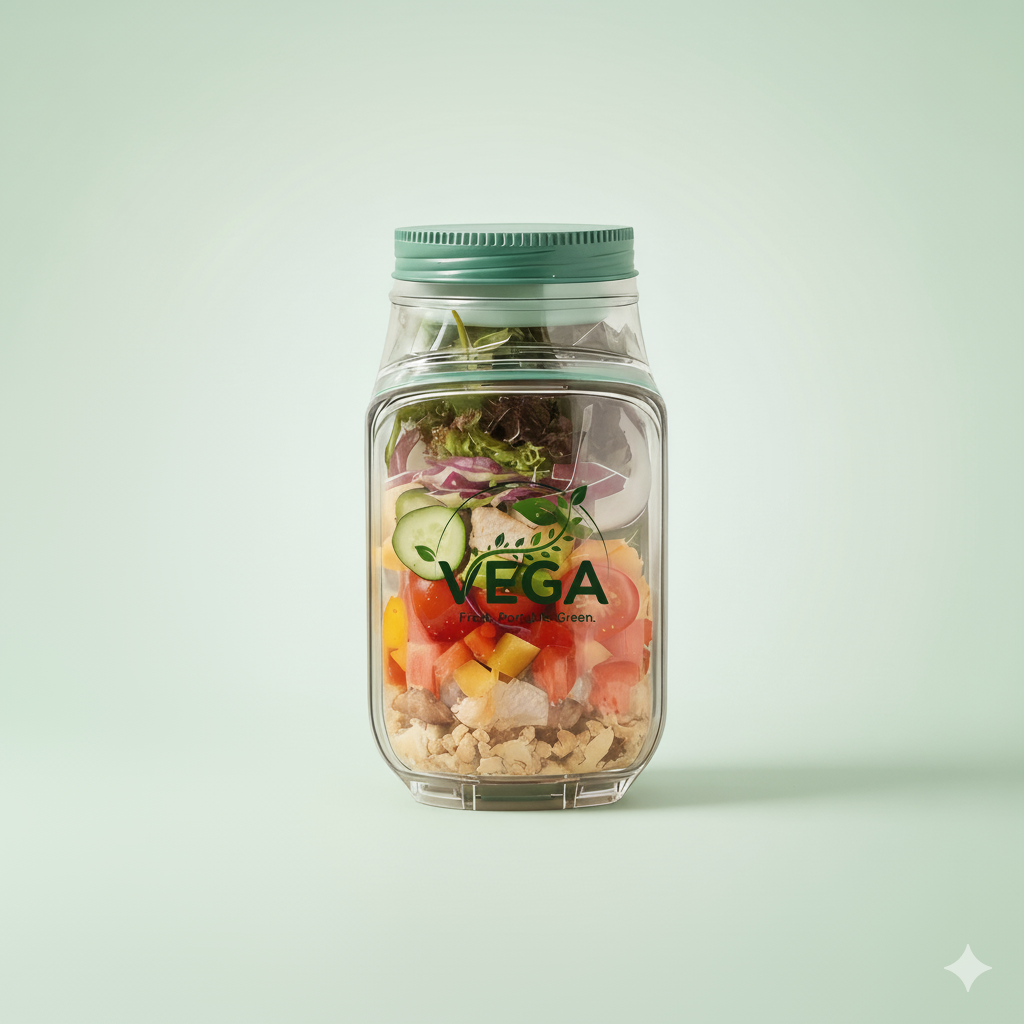 Vega Portable Plastic Salad Pod - All-In-One Container