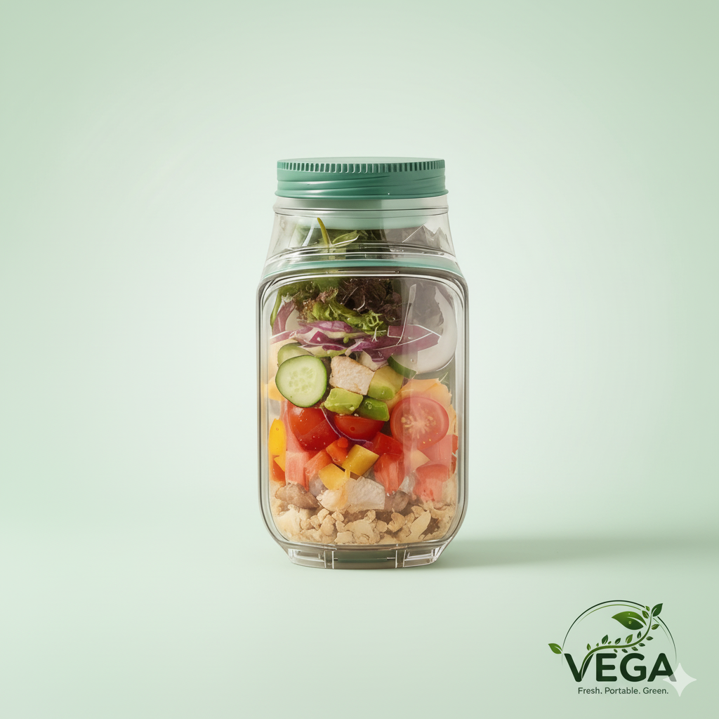Vega Portable Plastic Salad Pod - All-In-One Container